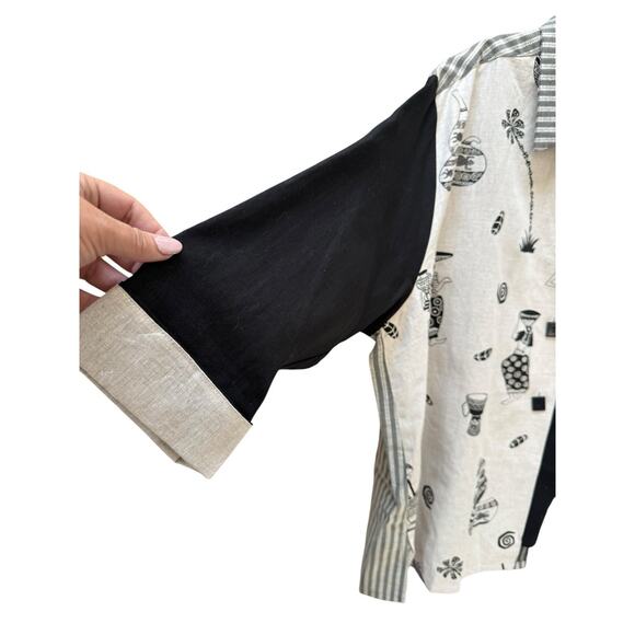 NWT Carole Tomkins THE BIG SHIRT Linen Mixed Kenya Lagenlook Art To Wear Plus 3X - Picture 4 of 11